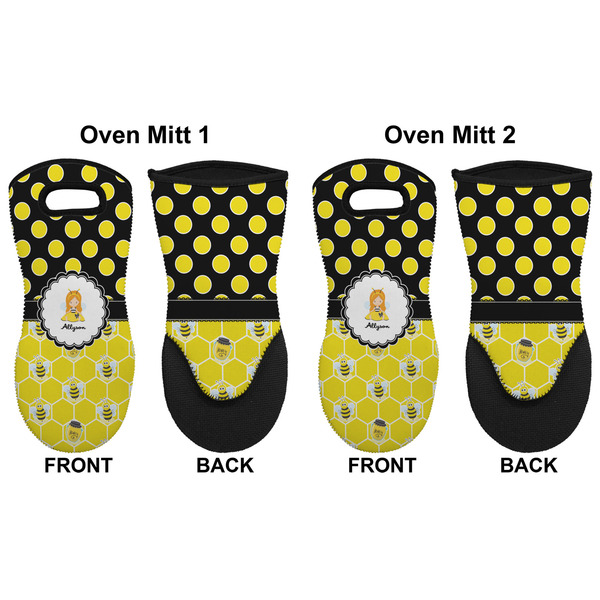 Honeycomb, Bees & Polka Dots Neoprene Oven Mitt - Set of 2 - Approval