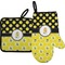 Honeycomb, Bees & Polka Dots Oven Mitt & Pot Holder Set w/ Name or Text