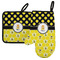 Honeycomb, Bees & Polka Dots Left Oven Mitt & Pot Holder Set w/ Name or Text