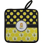 Honeycomb, Bees & Polka Dots Pot Holder w/ Name or Text