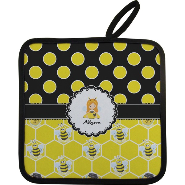 Custom Honeycomb, Bees & Polka Dots Pot Holder w/ Name or Text