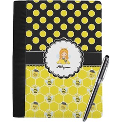 Honeycomb, Bees & Polka Dots Notebook Padfolio - Large w/ Name or Text