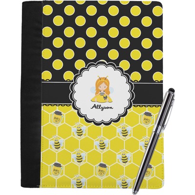 Custom Honeycomb, Bees & Polka Dots Notebook Padfolio - Large w/ Name or Text