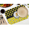 Honeycomb, Bees & Polka Dots Octagon Placemat - Single front (LIFESTYLE) Flatlay