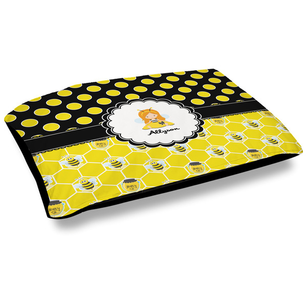 Custom Honeycomb, Bees & Polka Dots Dog Bed w/ Name or Text