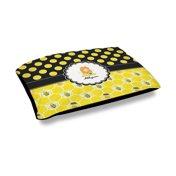 Custom Honeycomb, Bees & Polka Dots Outdoor Dog Bed - Medium (Personalized)