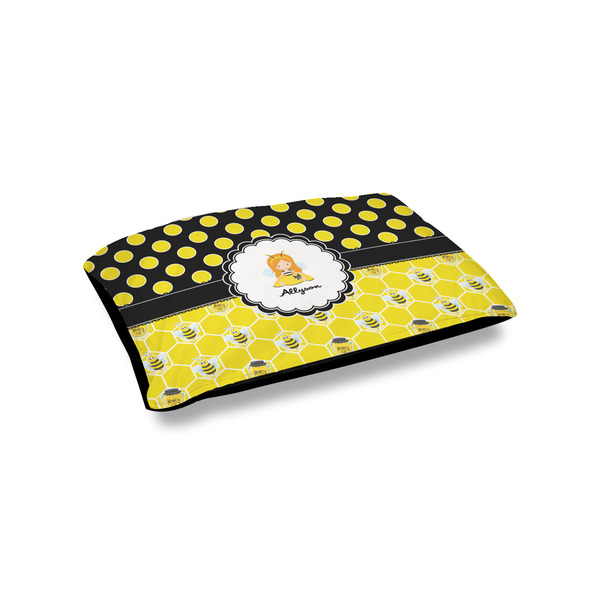 Custom Honeycomb, Bees & Polka Dots Outdoor Dog Bed - Small (Personalized)