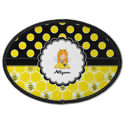Honeycomb, Bees & Polka Dots Iron On Oval Patch w/ Name or Text