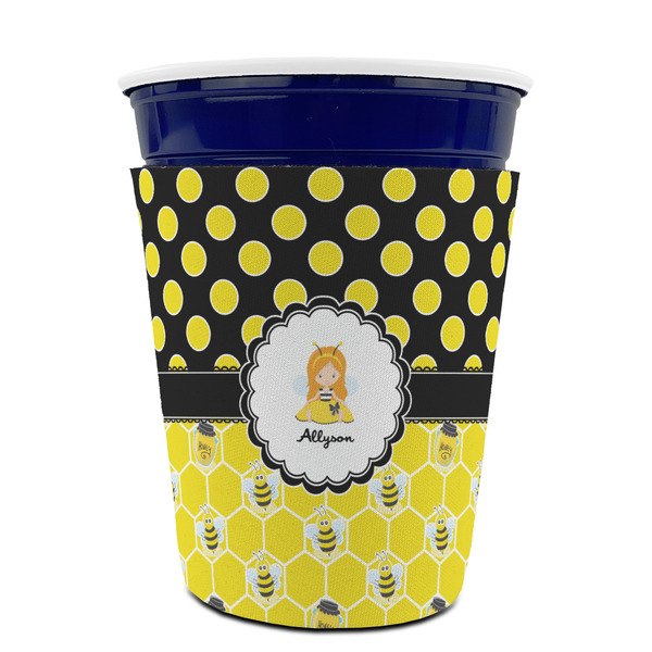 Honeycomb, Bees & Polka Dots Party Cup Sleeves - without bottom - FRONT (on cup)