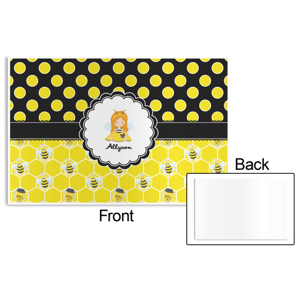 Honeycomb, Bees & Polka Dots Disposable Paper Placemat - Front & Back