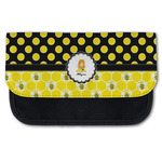 Honeycomb, Bees & Polka Dots Canvas Pencil Case w/ Name or Text