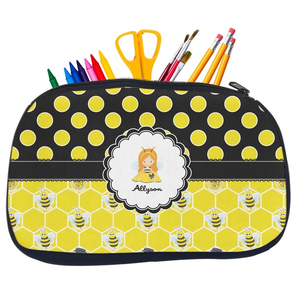Honeycomb, Bees & Polka Dots Pencil / School Supplies Bags - Medium