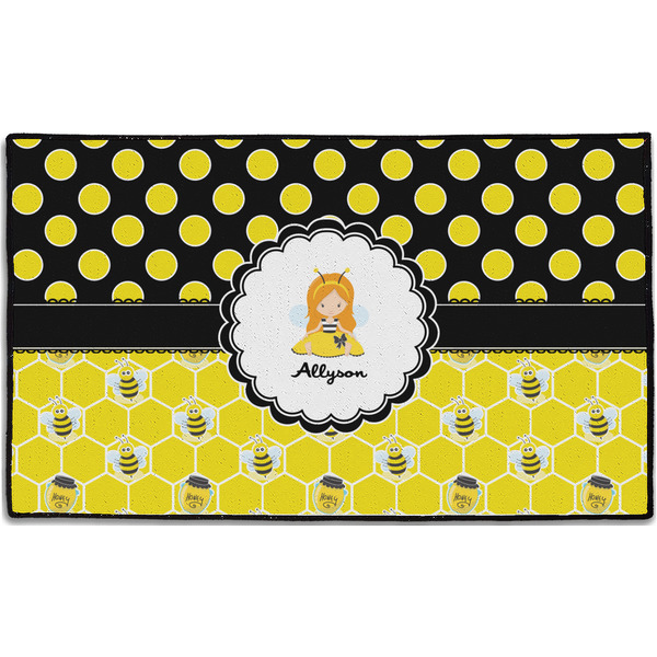 Custom Honeycomb, Bees & Polka Dots Door Mat - 60"x36" (Personalized)