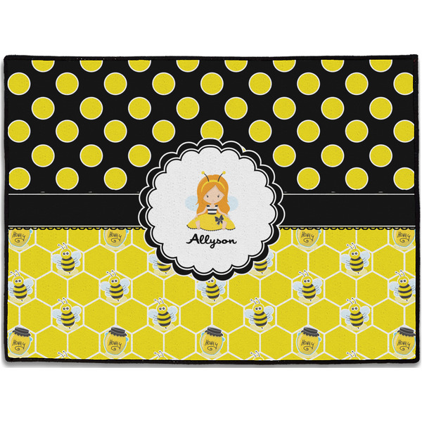 Custom Honeycomb, Bees & Polka Dots Door Mat (Personalized)