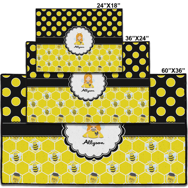 Honeycomb, Bees & Polka Dots Personalized Door Mat - Group Parent IMF