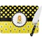 Honeycomb, Bees & Polka Dots Personalized Glass Cutting Board