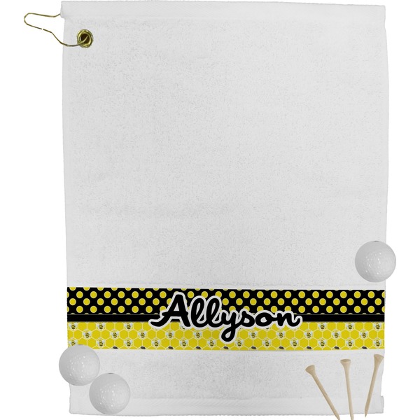 Custom Honeycomb, Bees & Polka Dots Golf Bag Towel (Personalized)
