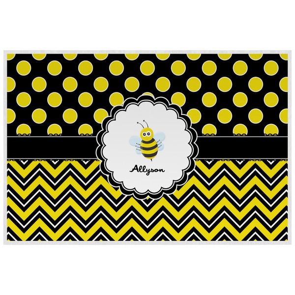 Honeycomb, Bees & Polka Dots Personalized Placemat (Back)
