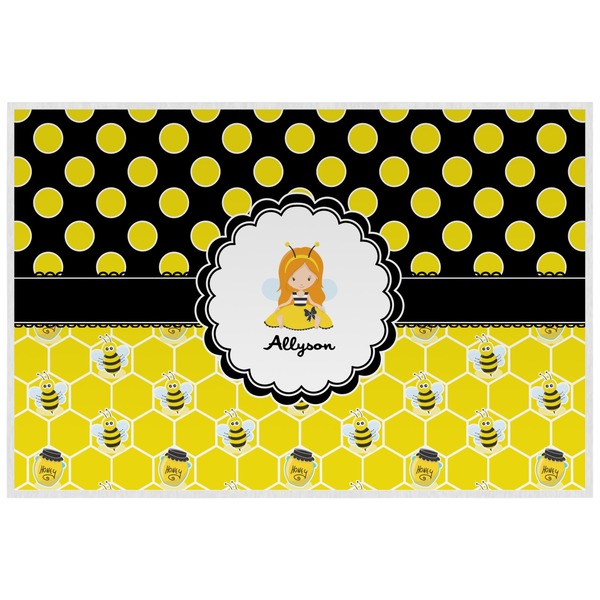 Custom Honeycomb, Bees & Polka Dots Laminated Placemat w/ Name or Text