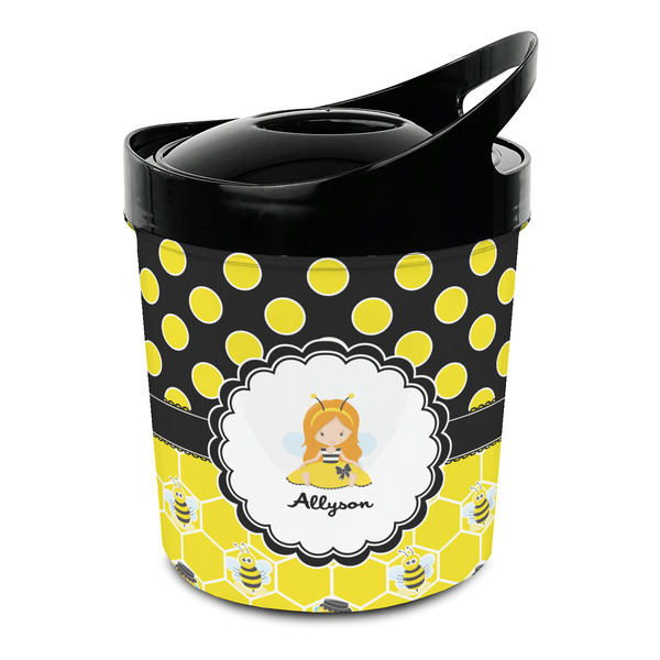 Custom Honeycomb, Bees & Polka Dots Plastic Ice Bucket (Personalized)
