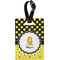 Honeycomb, Bees & Polka Dots Plastic Luggage Tag - Rectangular w/ Name or Text