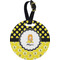 Honeycomb, Bees & Polka Dots Personalized Round Luggage Tag