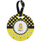 Honeycomb, Bees & Polka Dots Plastic Luggage Tag - Round (Personalized)