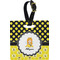 Honeycomb, Bees & Polka Dots Personalized Square Luggage Tag