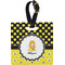 Honeycomb, Bees & Polka Dots Plastic Luggage Tag - Square w/ Name or Text
