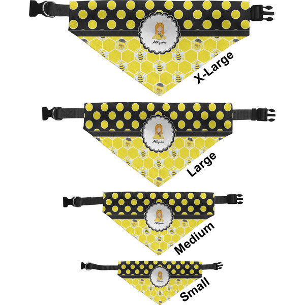 Honeycomb, Bees & Polka Dots Pet Bandana Sizes