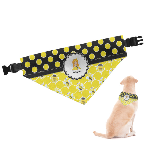 Custom Honeycomb, Bees & Polka Dots Dog Bandana - Large (Personalized)