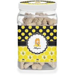 Honeycomb, Bees & Polka Dots Dog Treat Jar (Personalized)