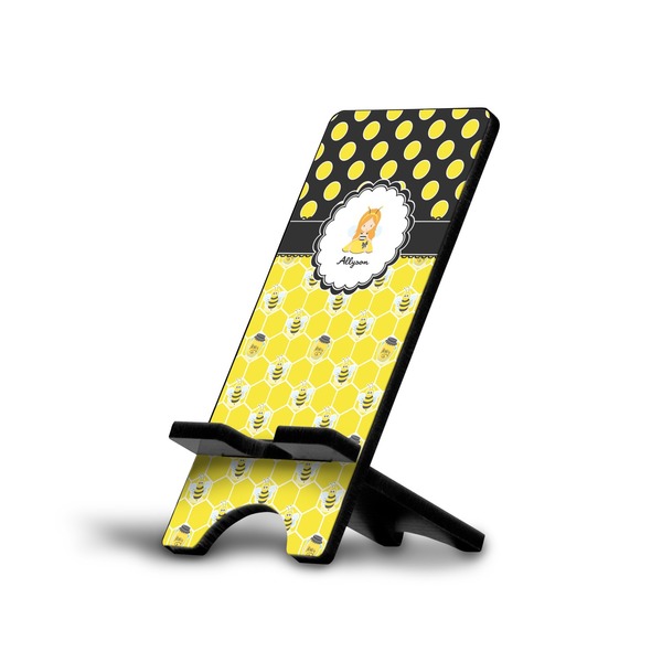 Custom Honeycomb, Bees & Polka Dots Cell Phone Stand (Small) (Personalized)