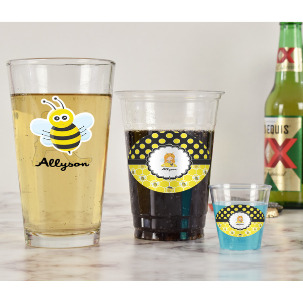 Honeycomb, Bees & Polka Dots Pint Glass - Two Content - In Context