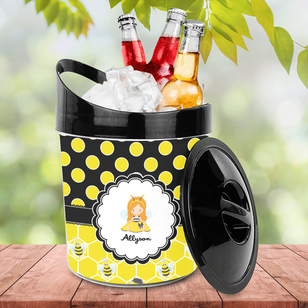 Honeycomb, Bees & Polka Dots Plastic Ice Bucket - LIFESTYLE