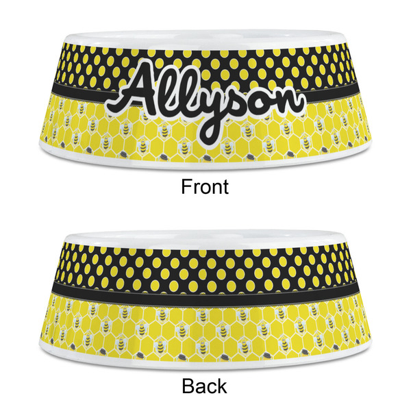 Honeycomb, Bees & Polka Dots Plastic Pet Bowls - Medium - APPROVAL