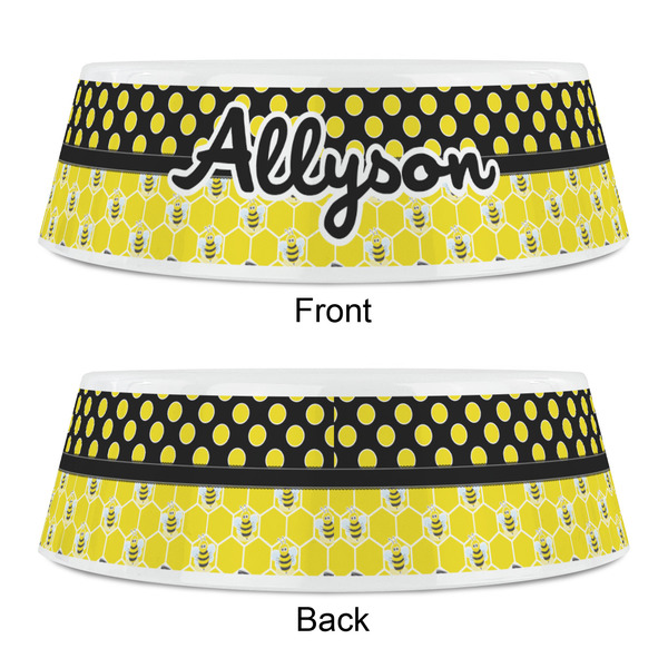 Honeycomb, Bees & Polka Dots Plastic Pet Bowls - Small - APPROVAL