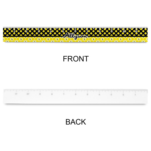 Honeycomb, Bees & Polka Dots Plastic Ruler - 12" - APPROVAL