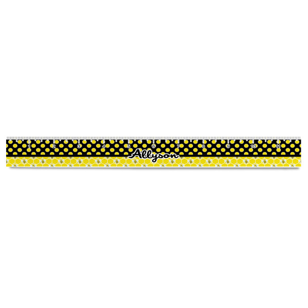 Honeycomb, Bees & Polka Dots Plastic Ruler - 12" - FRONT