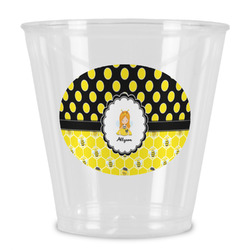 Honeycomb, Bees & Polka Dots Plastic Shot Glass (Personalized)