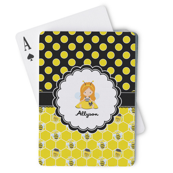 Custom Honeycomb, Bees & Polka Dots Playing Cards (Personalized)