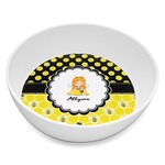 Honeycomb, Bees & Polka Dots Melamine Bowl - 8 oz (Personalized)