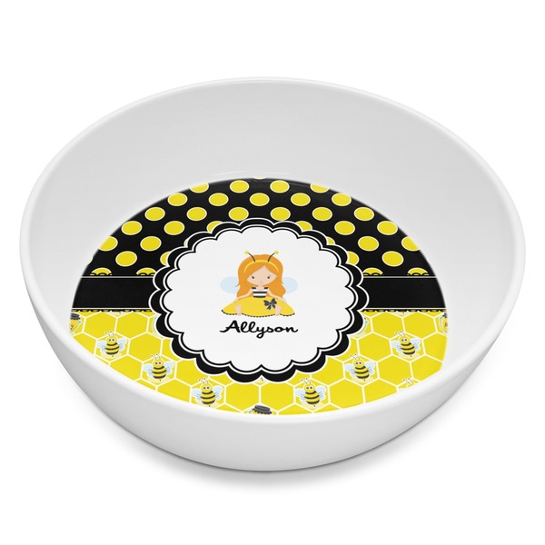 Custom Honeycomb, Bees & Polka Dots Melamine Bowl - 8 oz (Personalized)