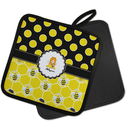 Honeycomb, Bees & Polka Dots Pot Holder w/ Name or Text