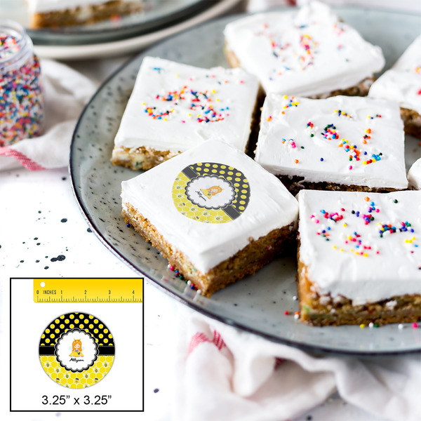 Honeycomb, Bees & Polka Dots Printed Icing Circle - Large - In Context