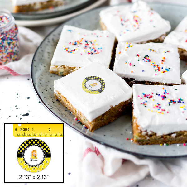 Honeycomb, Bees & Polka Dots Printed Icing Circle - Small - In Context