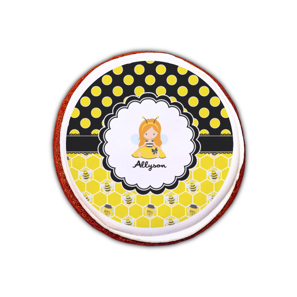 Honeycomb, Bees & Polka Dots Printed Icing Circle - XSmall - On Cookie