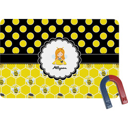 Honeycomb, Bees & Polka Dots Rectangular Fridge Magnet (Personalized)