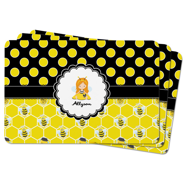 Honeycomb, Bees & Polka Dots Rectangular Fridge Magnet - THREE