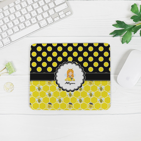 Honeycomb, Bees & Polka Dots Rectangular Mouse Pad - LIFESTYLE 2